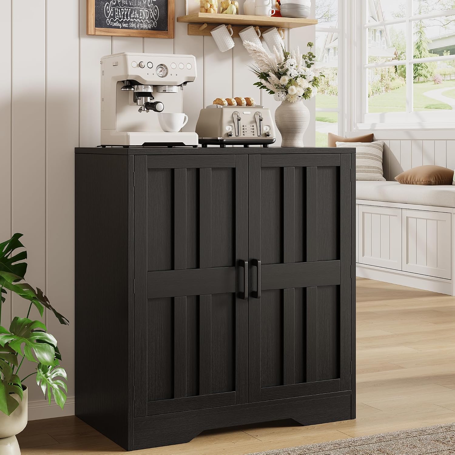 Sideboard Buffet Cabinet, Modern Farmhouse Kitchen Storage Cabinet, Small Modular Accent Cabinet Coffee Station Bar Media Console Table Credenza for Kitchen Dining Room, Living Room Entryway Hallway