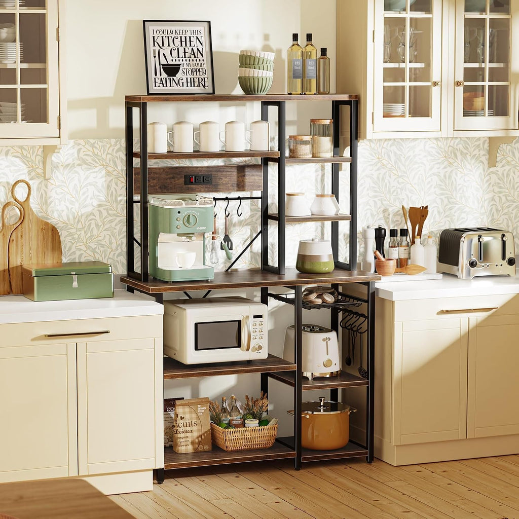 Adrinfly Large 6 Tier Kitchen Bakers Rack with Power Outlets 39.4 x 14.6 x 66.9 Inch 1 Piece