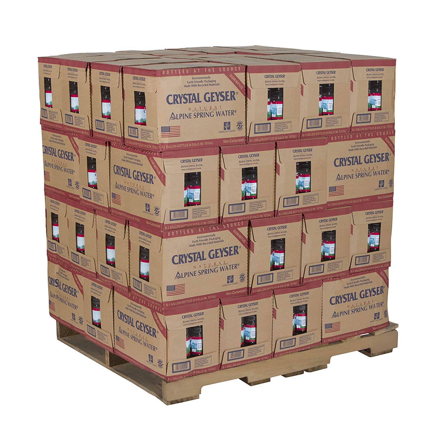 Crystal Geyser Pallet Of 48 Cases Of Alpine 100% Natural Spring Water, 1 Gallon Bottles, Bottled at The Source - 576 Bottles