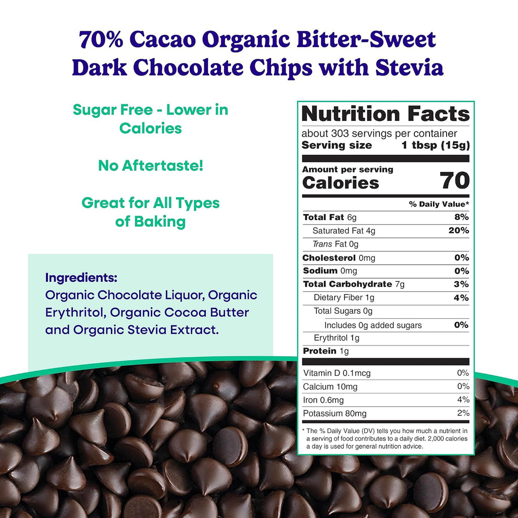 Pascha Bulk Organic Chocolate Chips (Bulk Keto Baking Chips (10 lbs) - No Added Sugar)