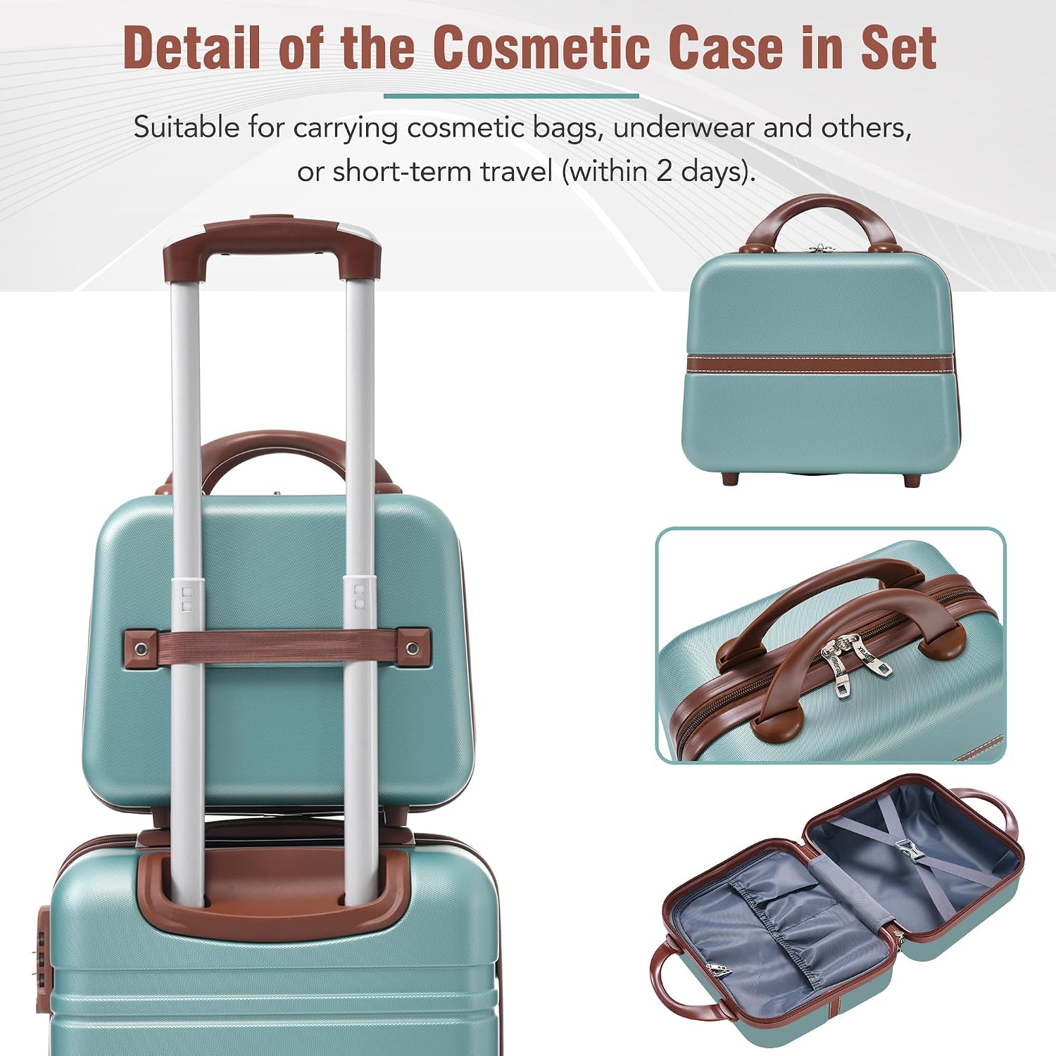 Merax Luggage Set 2 Piece Suitcase Set with Cosmetic Case Expandable Spinner Wheels Vintage Luggage Sets(Blue Green,20'+28')