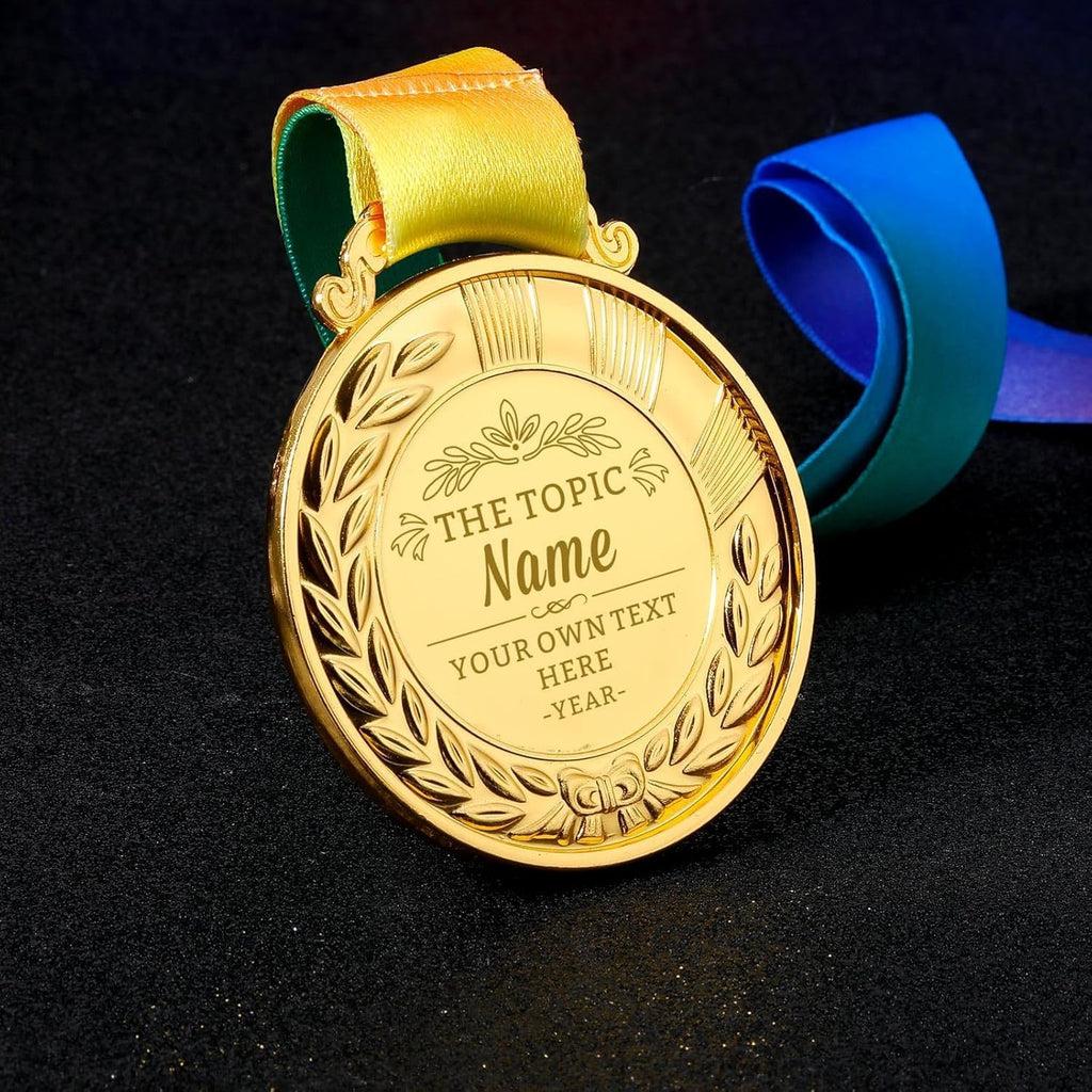 Custom Gold Medals for Awards Bulk- Personalized Pieces Design Your Own Award Medals with Text Logo Image, 1st 2nd 3rd Place Medals for School Programs Sports Family Events Office Award Ceremony