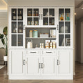 MU Kitchen Storage Cabinet with Glass Doors, Large China Hutch with 2 Drawers & 5 Adjustable Shelves, Kitchen Pantry Hutch for Home Office, Living Room, White (15.8' D x 63' W x 70.9H)