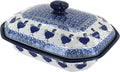 Blue Rose Polish Pottery - Blue Barnyard Rooster Medium Covered Baker - 3 Cup Capcaity - Unique, Dishwasher Safe, & Durable Bakeware