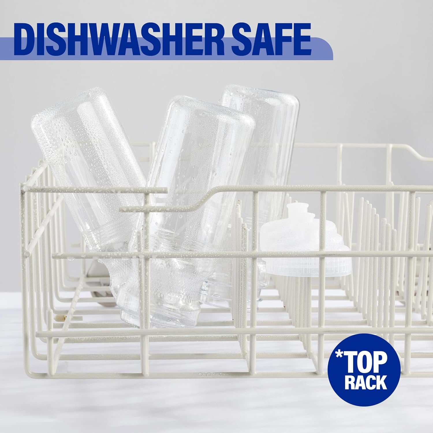 ZETY Bulk Water Bottles 100 Pack - 24 Ounce Reusable bottles Bulk - BPA-Free Easy Open Spin off Cap - Top-Rack - Dishwasher Safe - Sports Bottles (Clear)