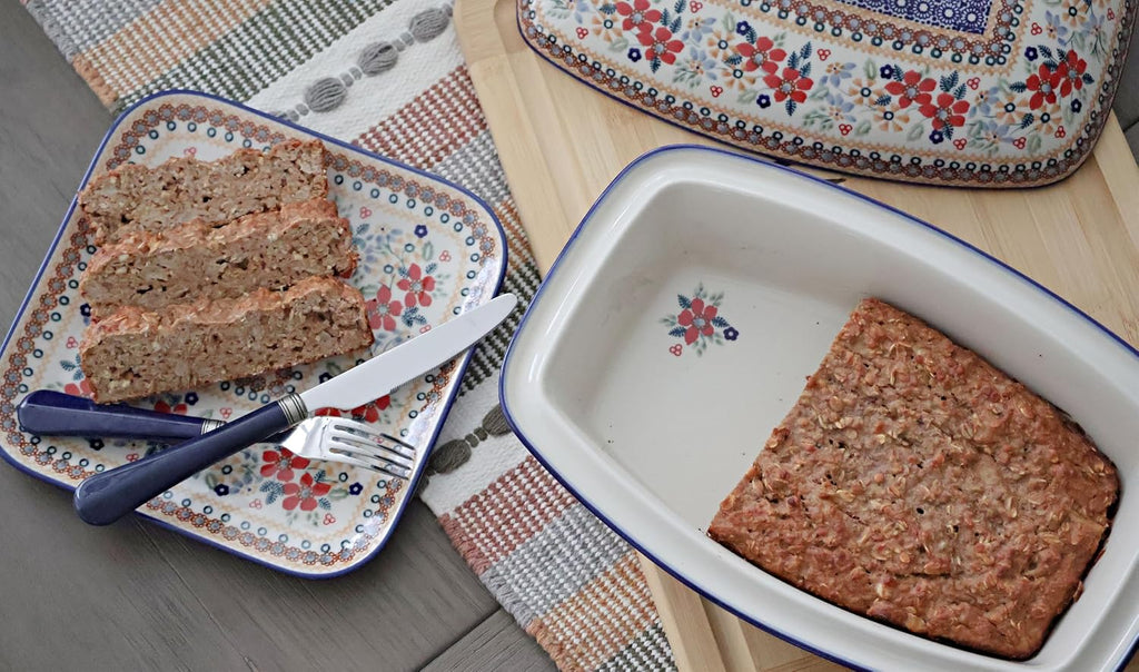 Blue Rose Polish Pottery - Red Daisy Covered Baker - 2 QT Capacity - Unique, Dishwasher Safe, & Durable Bakeware
