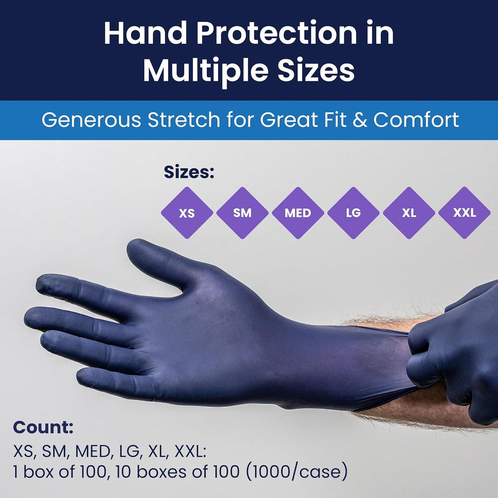 Adenna KODA Nitrile Exam, Sensitive Skin, Powder Free Disposable Gloves, 5.5 Mil, Box of 100, Black Medium, GL-NCF235BKFM