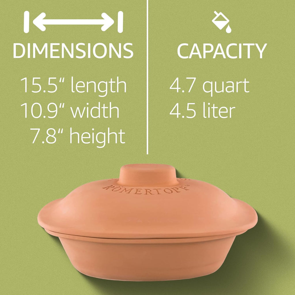 Romertopf Clay Roaster Trend | Non-Stick Dutch Oven | Healthy Pot Cooking | Clay Baker | Versatile Cooking Vessel - 4.7 Quarts (4.5 Liters) For Up To 6 People