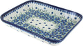 Blue Rose Polish Pottery - Blue Kalina Medium Rectangular Baker - 12' x 9.75' - Unique, Dishwasher Safe, & Durable Bakeware