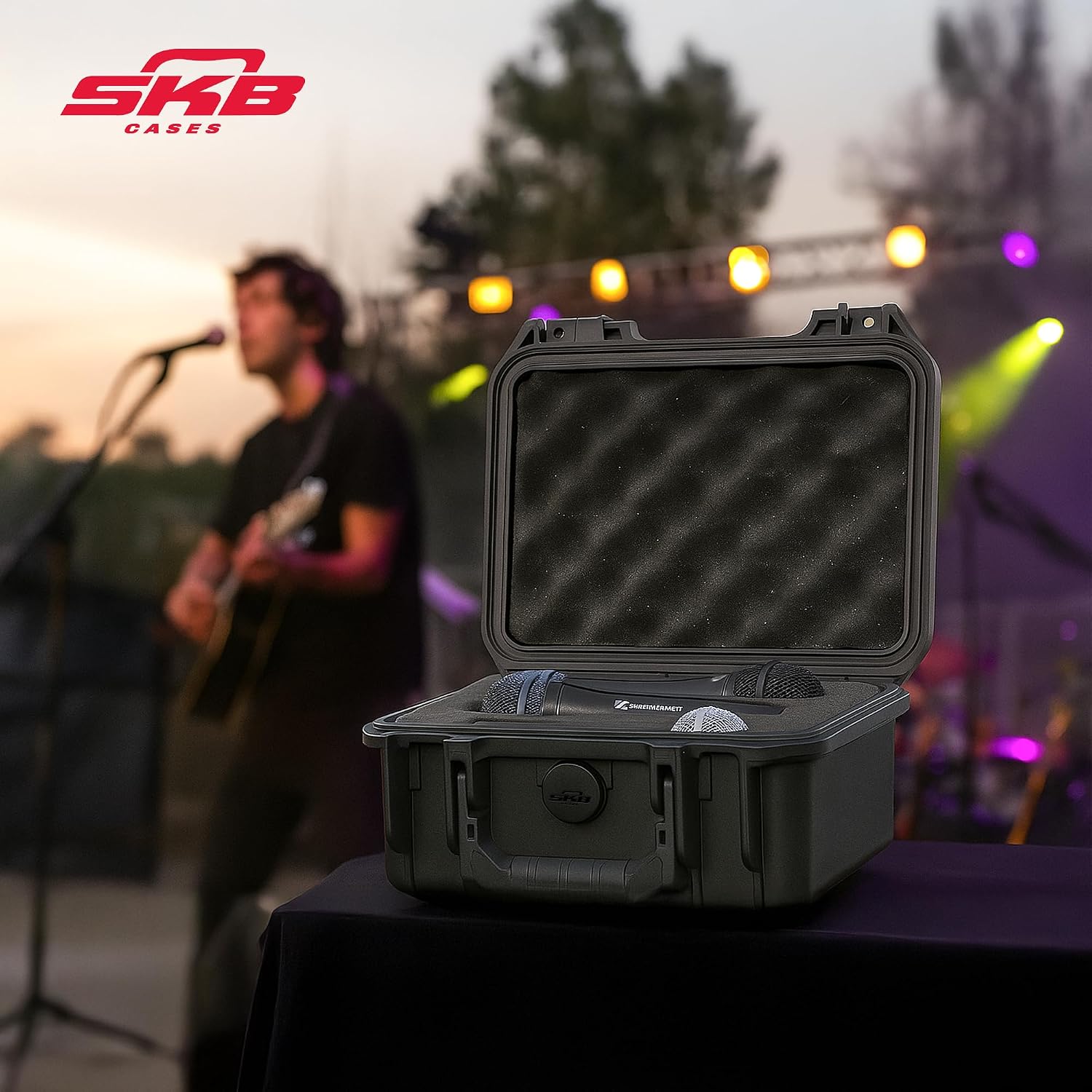 SKB 3I-0907-MC6 Injection-Molded Waterproof Case for Six Microphones - Black