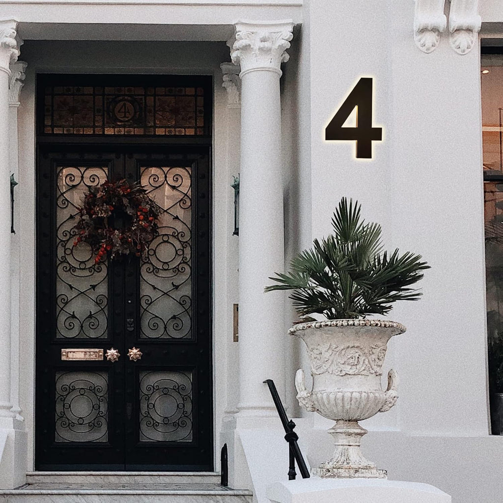 Illuminated House Numbers For Outside, 18' Backlit LED Home Address Numbers, Stainless Steel Light Up Address Numbers Signs For House,F