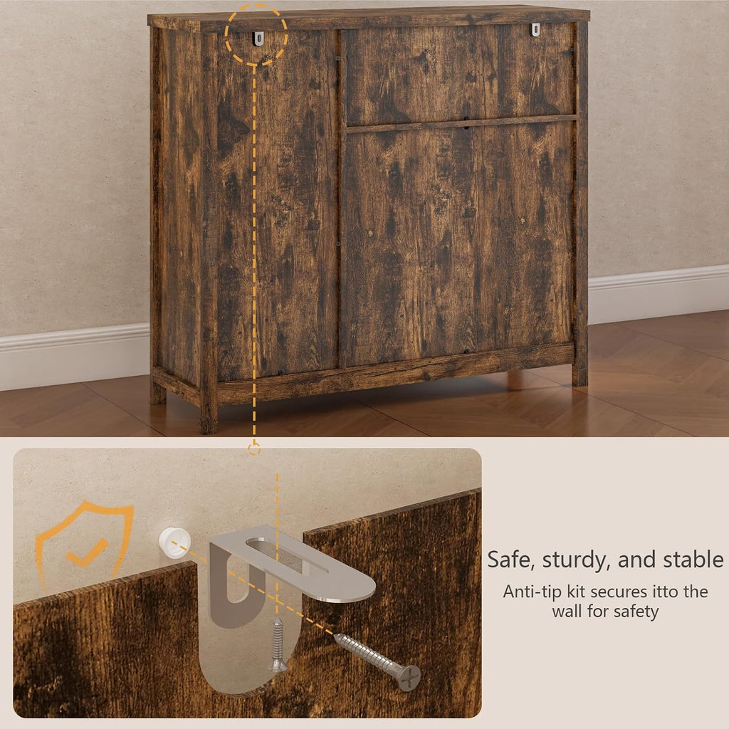 Viaozutis Coffee Bar Cabinet with Doors and Drawer, 35.4' Kitchen Storage Cabinet with Adjustable Shelf, Freestanding Buffet Sideboard for Dining Room, Bathroom, Entryway,（Retro）