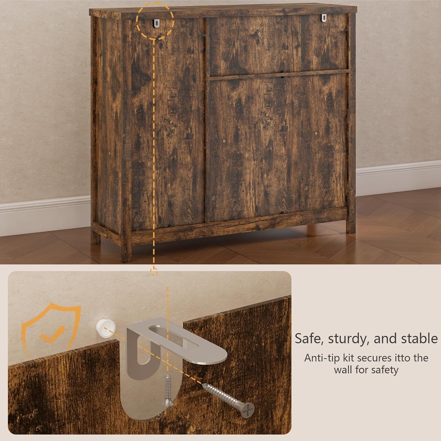 Viaozutis Coffee Bar Cabinet with Doors and Drawer, 35.4' Kitchen Storage Cabinet with Adjustable Shelf, Freestanding Buffet Sideboard for Dining Room, Bathroom, Entryway,（Retro）