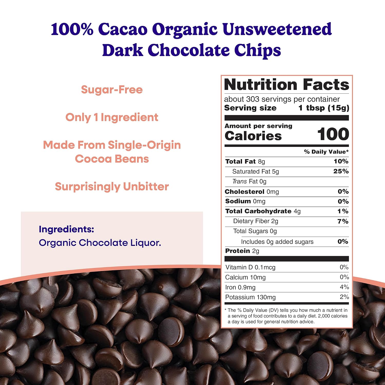 Pascha Bulk Organic Unsweetened 100% Dark Chocolate Baking Chips, 10 Pound