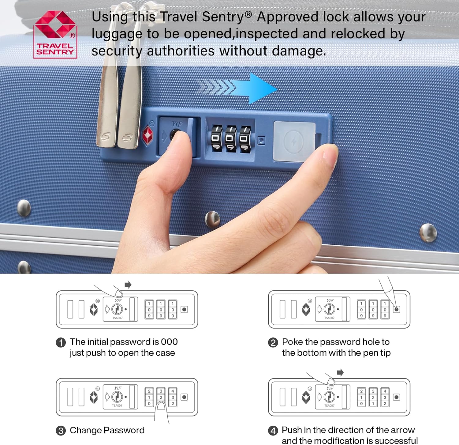 Hanke 24 Inch Checked Luggage with Cup Holder and USB Ports,Top Opening Hard Shell Suitcase with Wheels,Aluminum Frame Trunk Luggage with Foldable Dividers & TSA Lock for Travel, Interstellar Blue