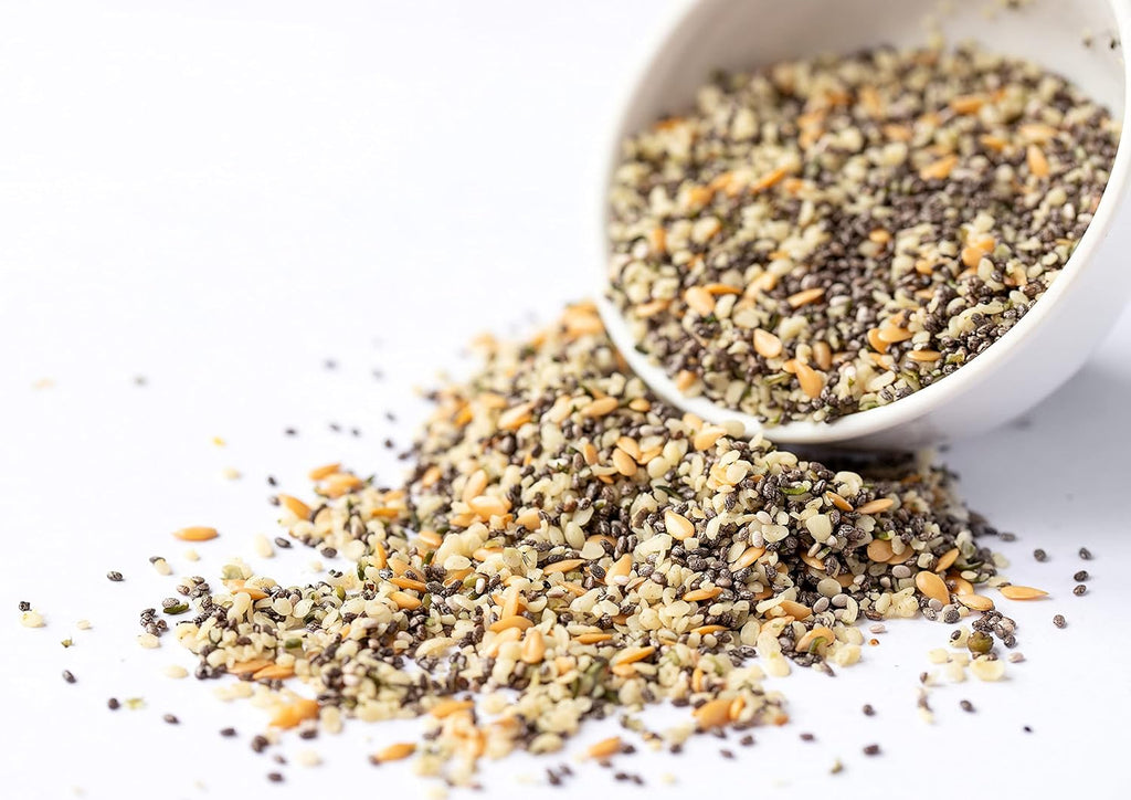 Food to Live Organic Chia, Flax, and Hemp Seeds Mix, 20 Pounds – A Non-GMO Blend of Hemp Hearts, Whole Black Chia and Golden Flax Seeds, Vegan, Kosher, Bulk. Great for Smoothies, Shakes and Salads