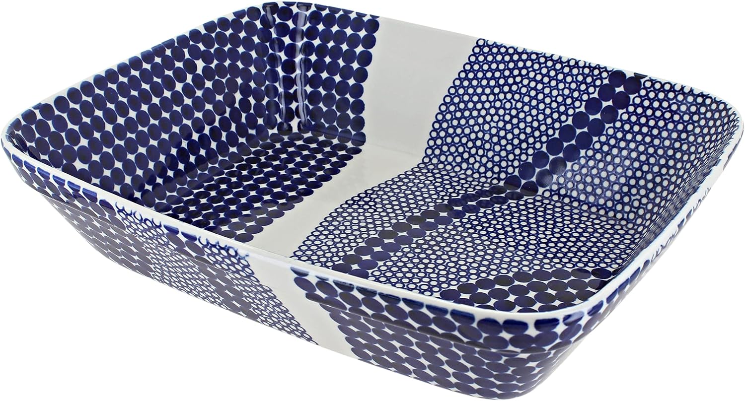 Blue Rose Polish Pottery - Blue Zara Large Deep Baker - 12' x 9.75' - Unique, Dishwasher Safe, & Durable Bakeware