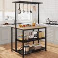 IDEALHOUSE 47' Natural Wood Finish Kitchen Island with Power Outlets, Baker's Rack, and Microwave Stand - Multi-Functional Island Table for Kitchen, Dining, and Living Room