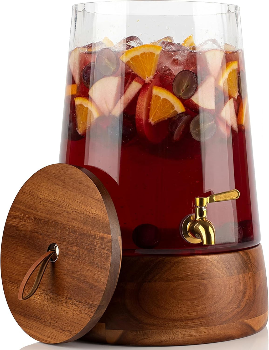 FOODLE Extra Large Glass Drink Dispenser with Spigot - Glass Beverage Dispenser with Stand - Perfect for Parties & Catering - Pitcher for Lemonade, Water, Sangria & Juice - Leakproof Spout - 3 Gallon