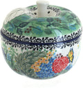 Blue Rose Polish Pottery - Green Teresa Apple Baker - 5' Diameter - Unique Baker for Apples, Durable Bakeware, Dishwasher Safe Bakeware