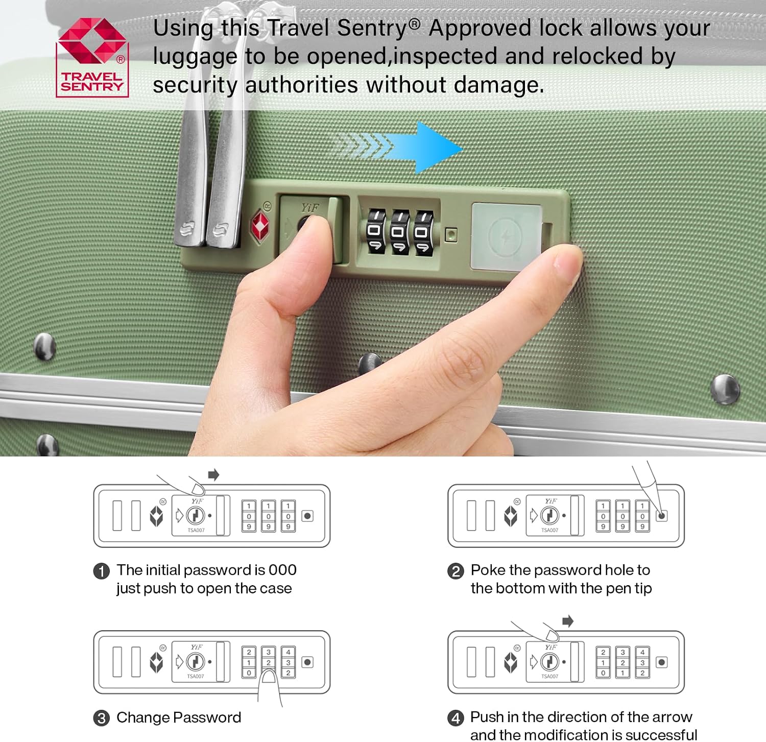 Hanke 24 Inch Checked Luggage with Cup Holder and USB Ports,Top Opening Hard Shell Suitcase with Wheels,Aluminum Frame Trunk Luggage with Foldable Dividers & TSA Lock for Travel, Bamboo Green