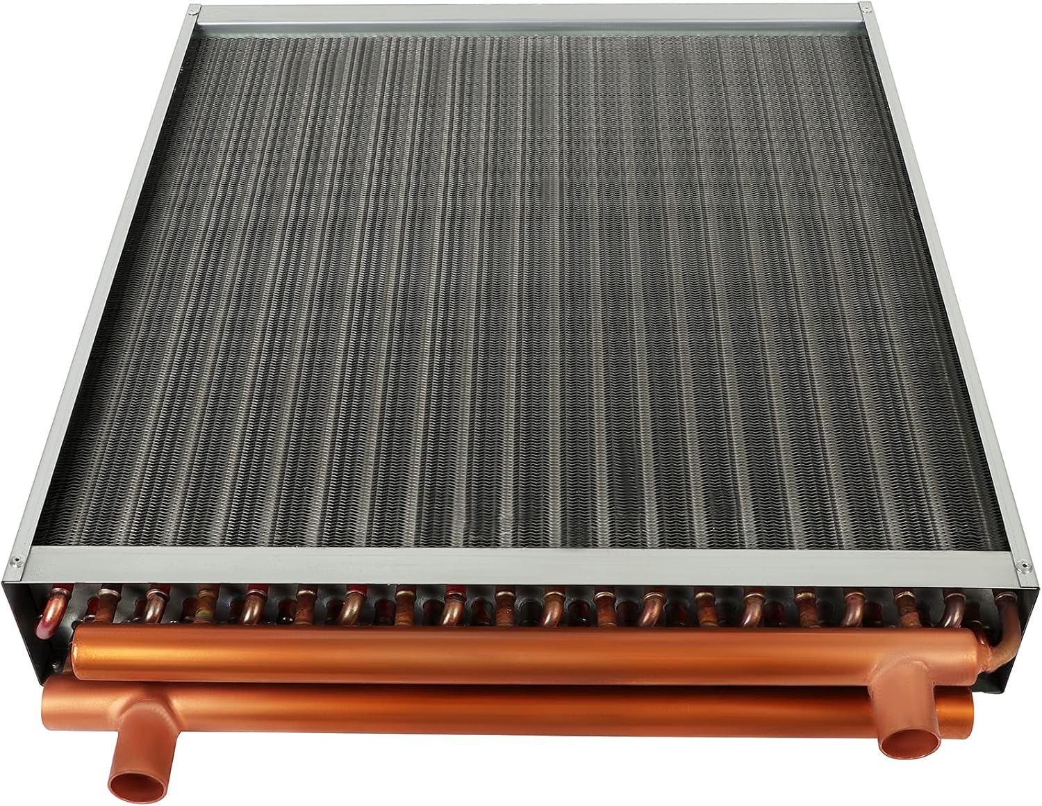 24x24 Heat Exchanger Water To Air , Forced Air Heating with 1' Copper Ports Hot Water Coil for Outdoor Wood Furnaces, Residential Heating