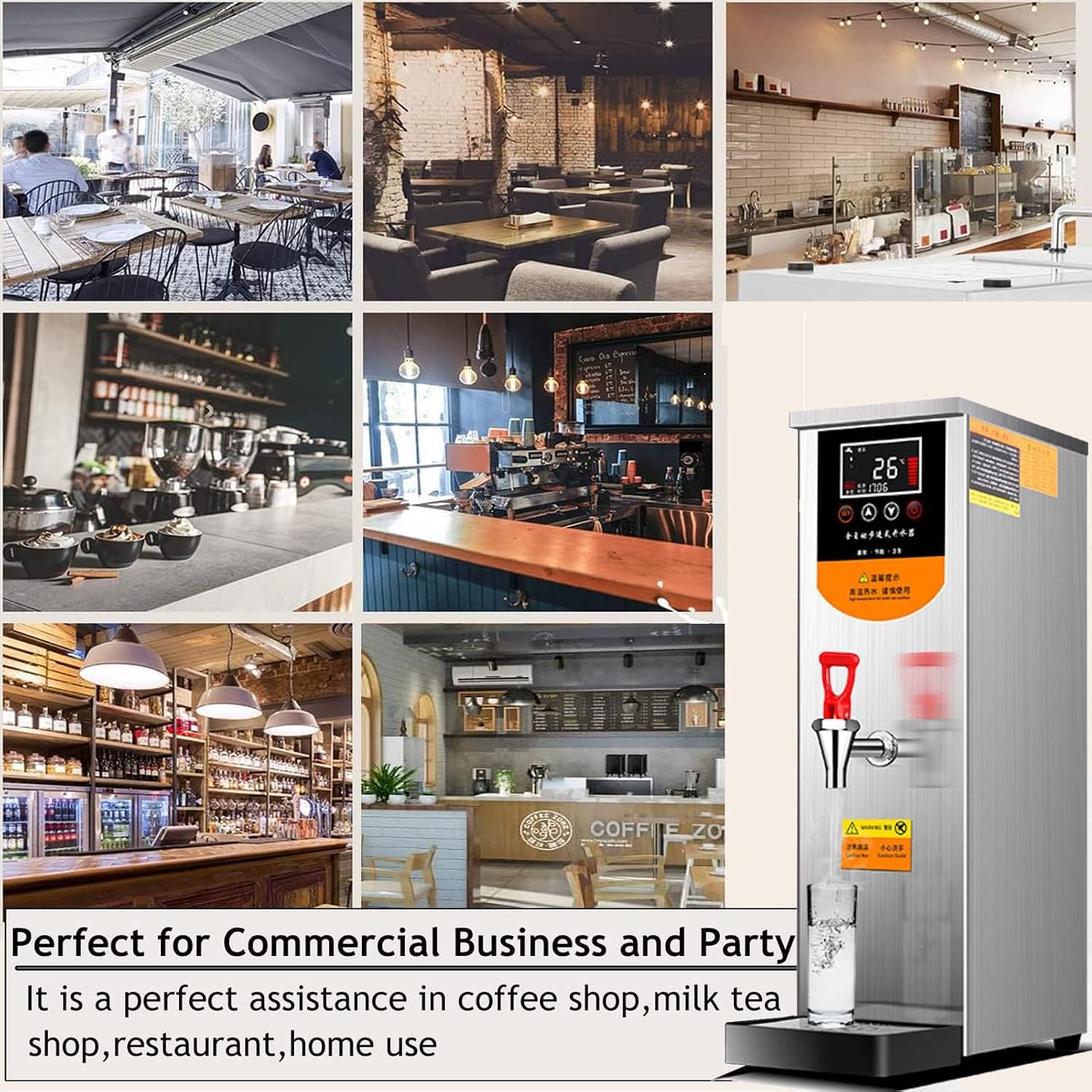50L/H Electric Kettle Eletric Commercial Hot Water Dispenser Silver With Filter Automatic 1500W Heating