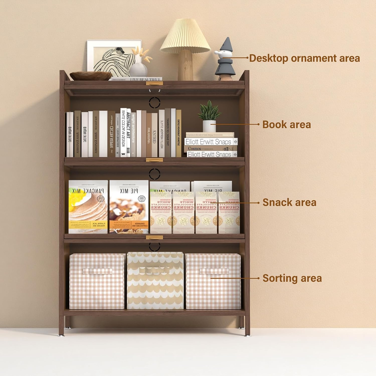 4-Tier Kitchen Pantry Cabinet with Microwave Shelf & Flip-Up Doors - Modern Freestanding Storage Cupboard with Adjustable Shelves & Fluted Glass Doors, Brown Buffet for Kitchen/Dining/Living Room