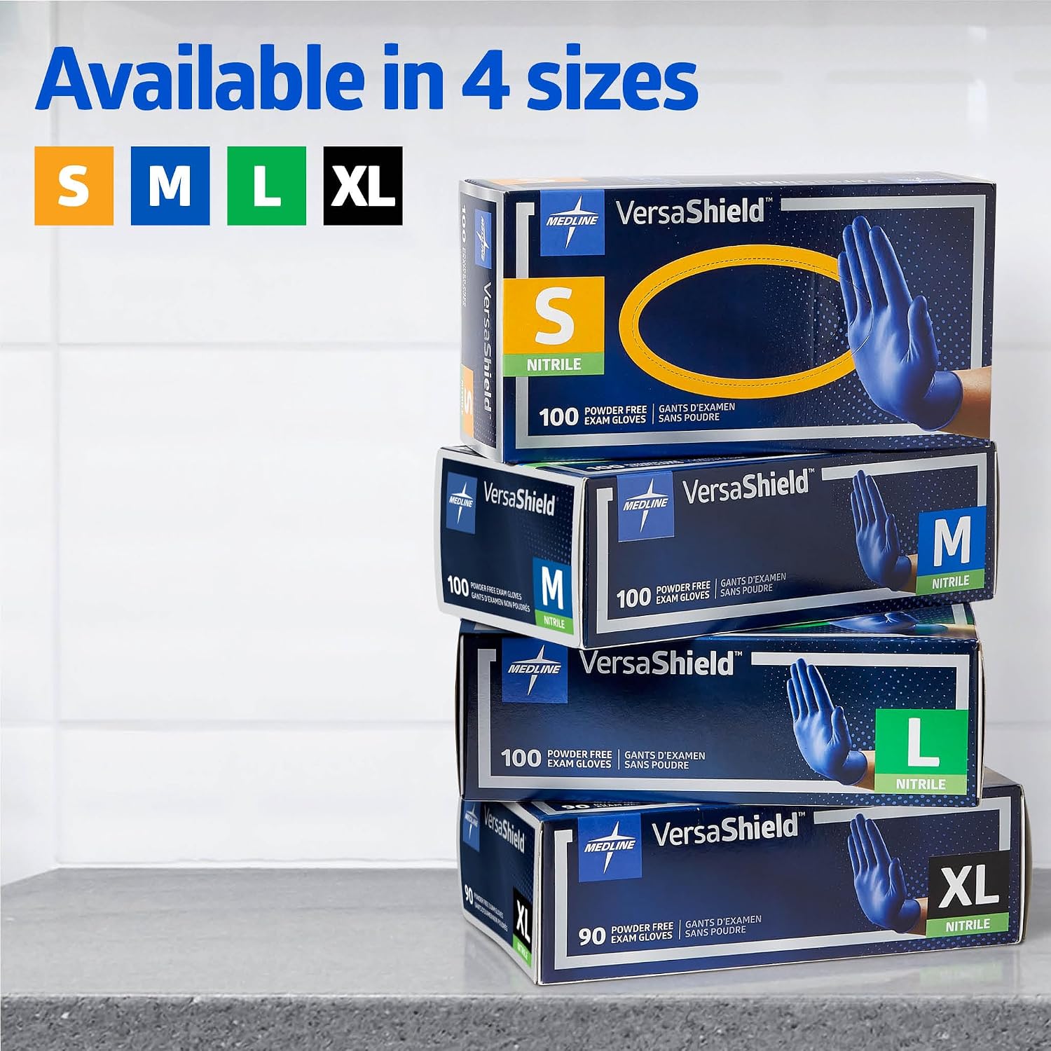 Medline VS311L VersaShield Nitrile Exam Glove, Extra Thick 5.5 mil, Disposable, Powder-Free, Cobalt Blue, Large, Pack of 1000