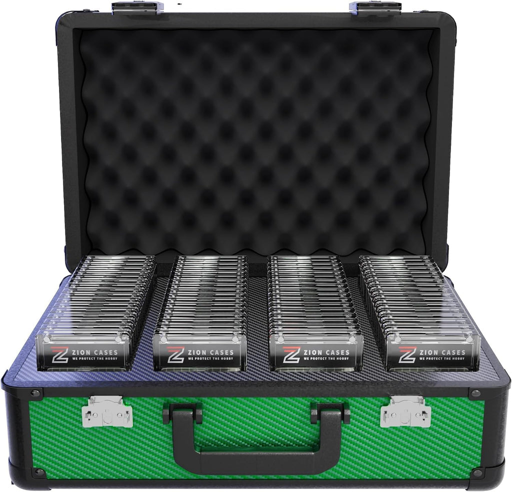 Zion Cases Slab Case XL Graded Card Case; The Original Slab Case for Graded Cards; Fits PSA, BGS, HGA, and CSG Graded Trading Card Slabs; Ideal Travel Storage Solution; (Carbon Fiber Green)