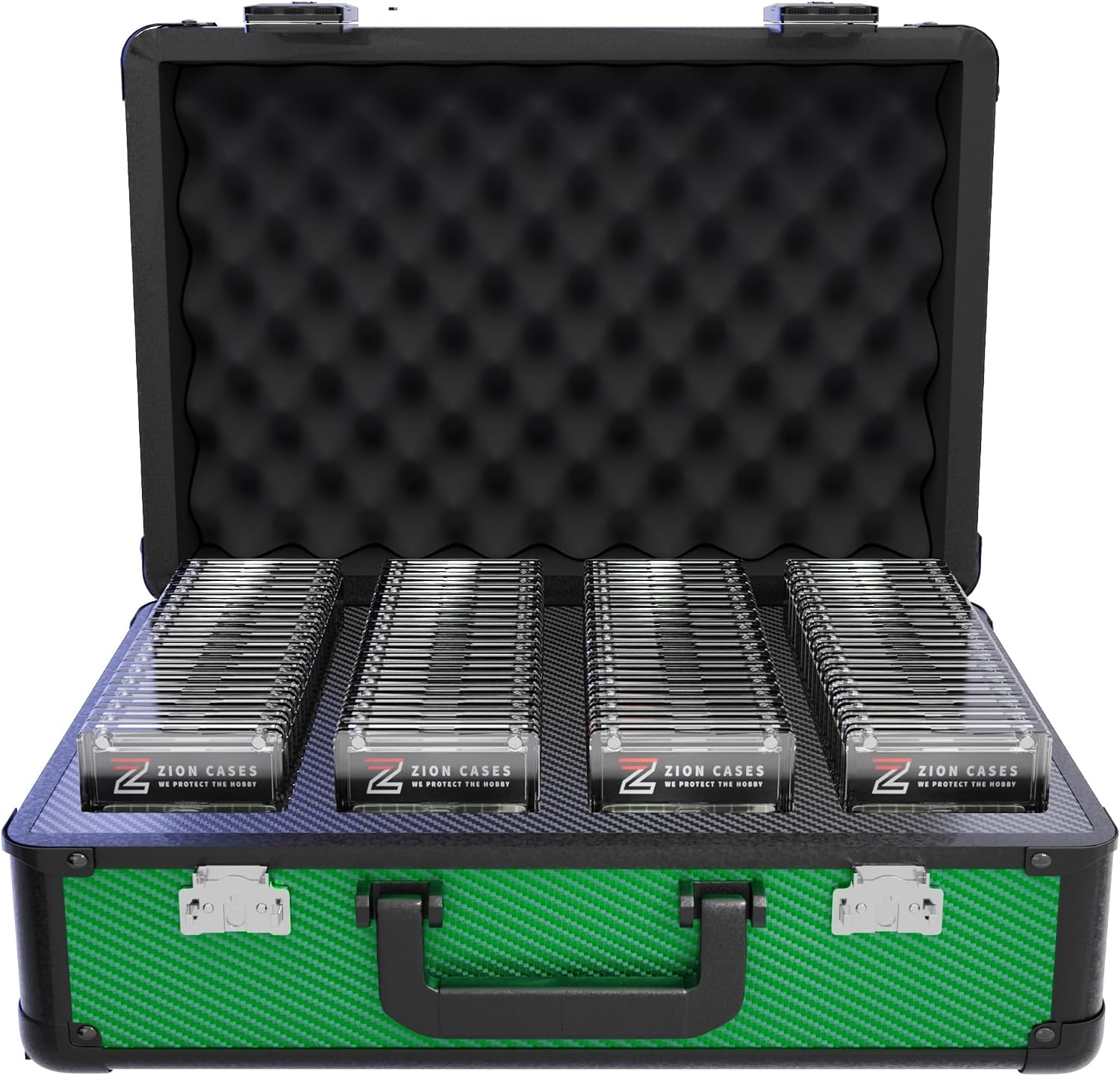 Zion Cases Slab Case XL Graded Card Case; The Original Slab Case for Graded Cards; Fits PSA, BGS, HGA, and CSG Graded Trading Card Slabs; Ideal Travel Storage Solution; (Carbon Fiber Green)