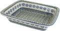 Blue Rose Polish Pottery - Green Maia Small Rectangular Baker - 11.25' x 9.25' - Unique, Dishwasher Safe, & Durable Bakeware