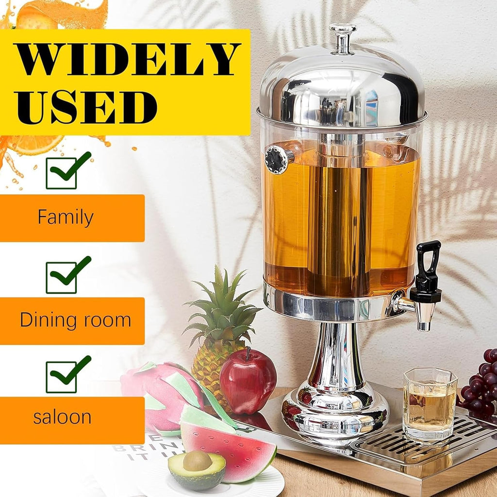 Cold & Hot Drink Dispenser with Spigot, Stainless Steel Beverage Dispenser Cold and Hot Water Dispenser for Tea, Coffee, Milk, Juice(Doubl Heads)