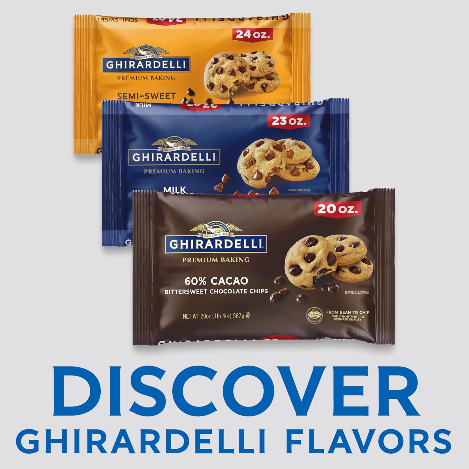 GHIRARDELLI 60% Cacao Bittersweet Chocolate Premium Baking Chips, 20 OZ Bag (10 Count)