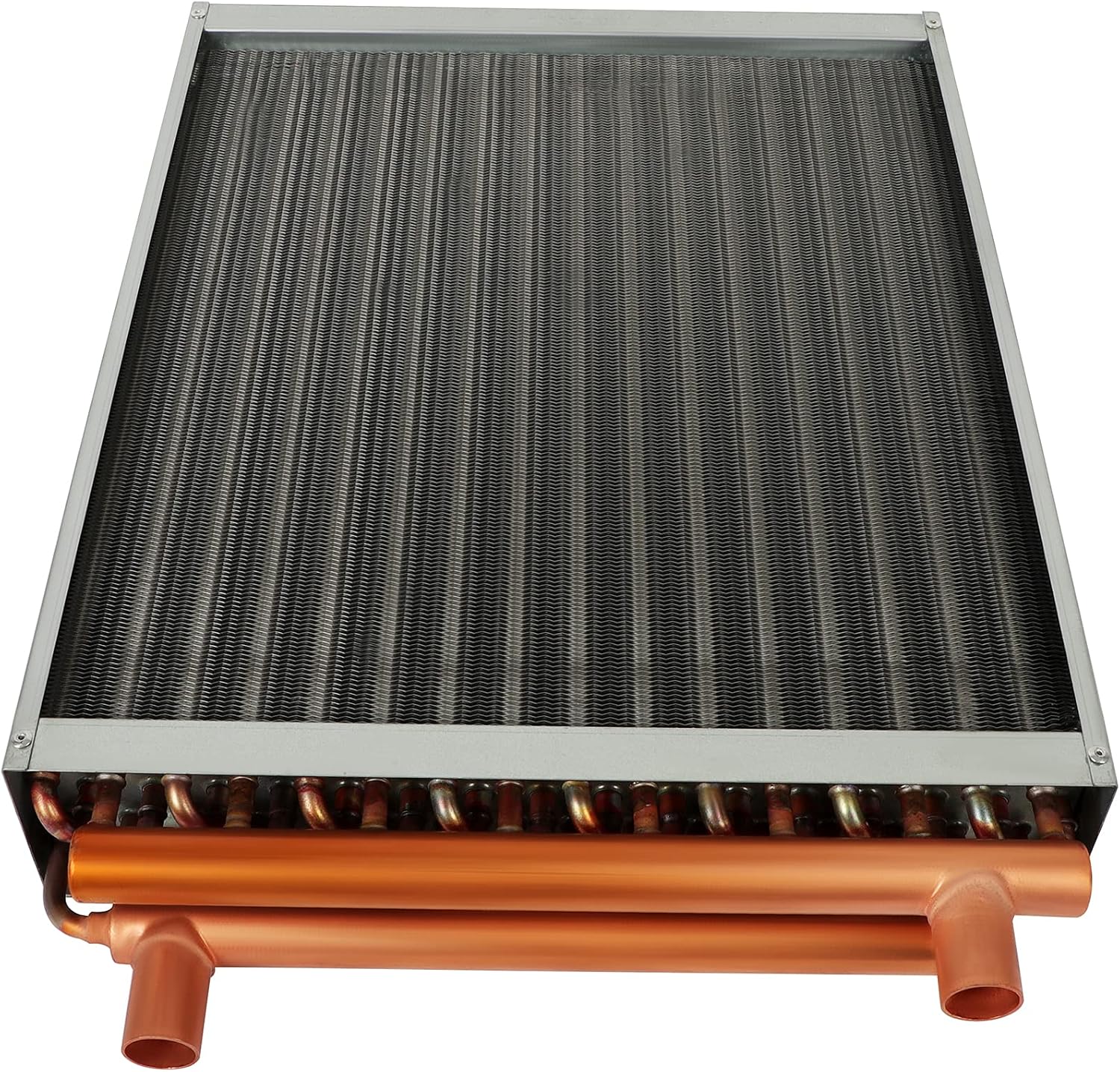 16x18 Heat Exchanger Water To Air , Forced Air Heating with 1' Copper Ports Hot Water Coil for Outdoor Wood Furnaces, Residential Heating