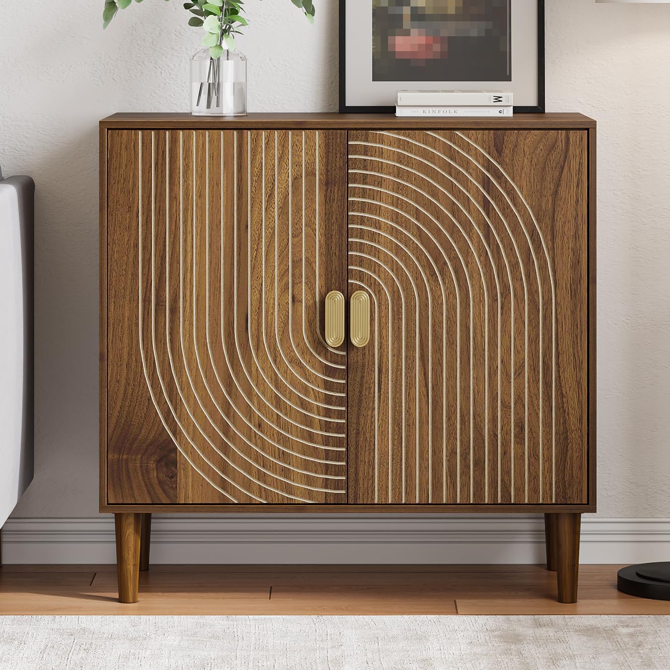 Sideboard Buffet Cabinet with Storage,Sideboard Buffet with Doors and Adjustable Shelf,Wooden Storage Cabinet, 31.3'W x 15.0'D x 30.6'H (Walnut)