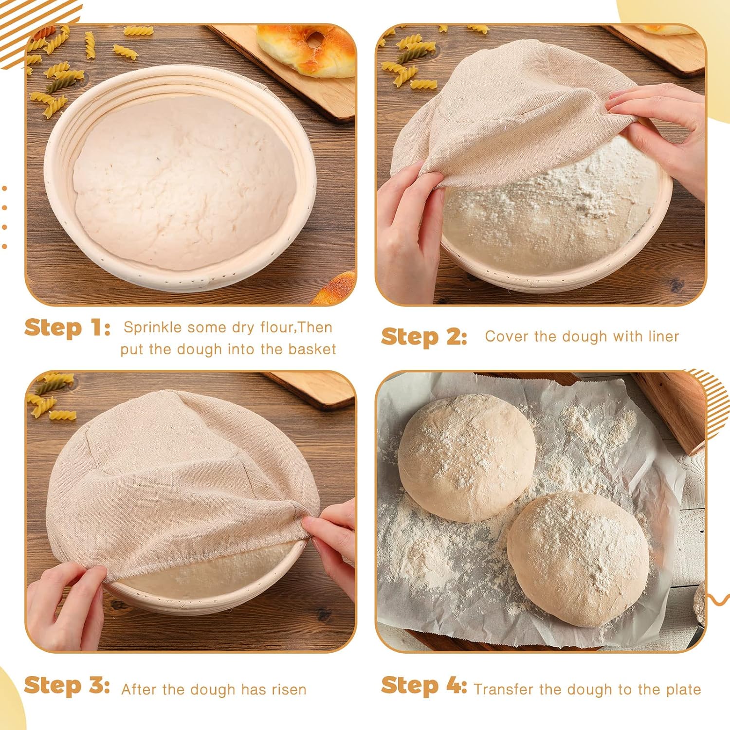 Gejoy 20 Sets Bread Proofing Baskets Bulk Banneton Dough Proofing Bowls Kit with Cloth Liner Sourdough Basket for Home Sourdough Bakers Supplies(Round,9 Inch)