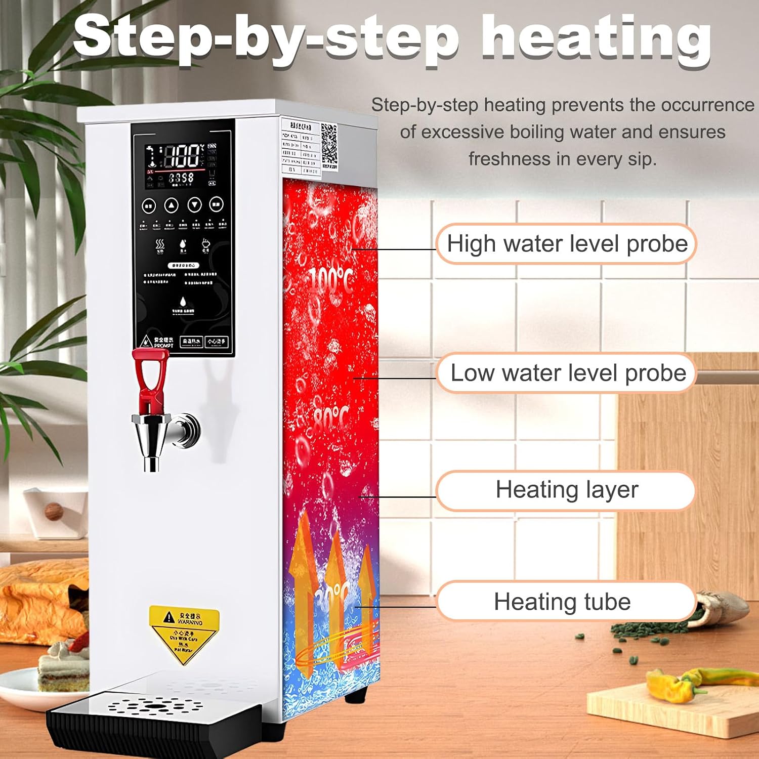 Autofill Stainless Steel Tea,Commercial Hot Water Dispenser,Water Output: 60l/H,Energy-Saving And Heat-Insulating,Automatic Temperature Control,Fast Heating black