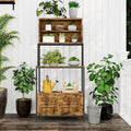 Bakers Rack with Storage Cabinet, 68' Industrial Kitchen Storage Shelf with Power Outlet, 6-Tier Microwave Stand Cabinet for Kitchen, Spices, Storge, Pots (Rustic Brown)