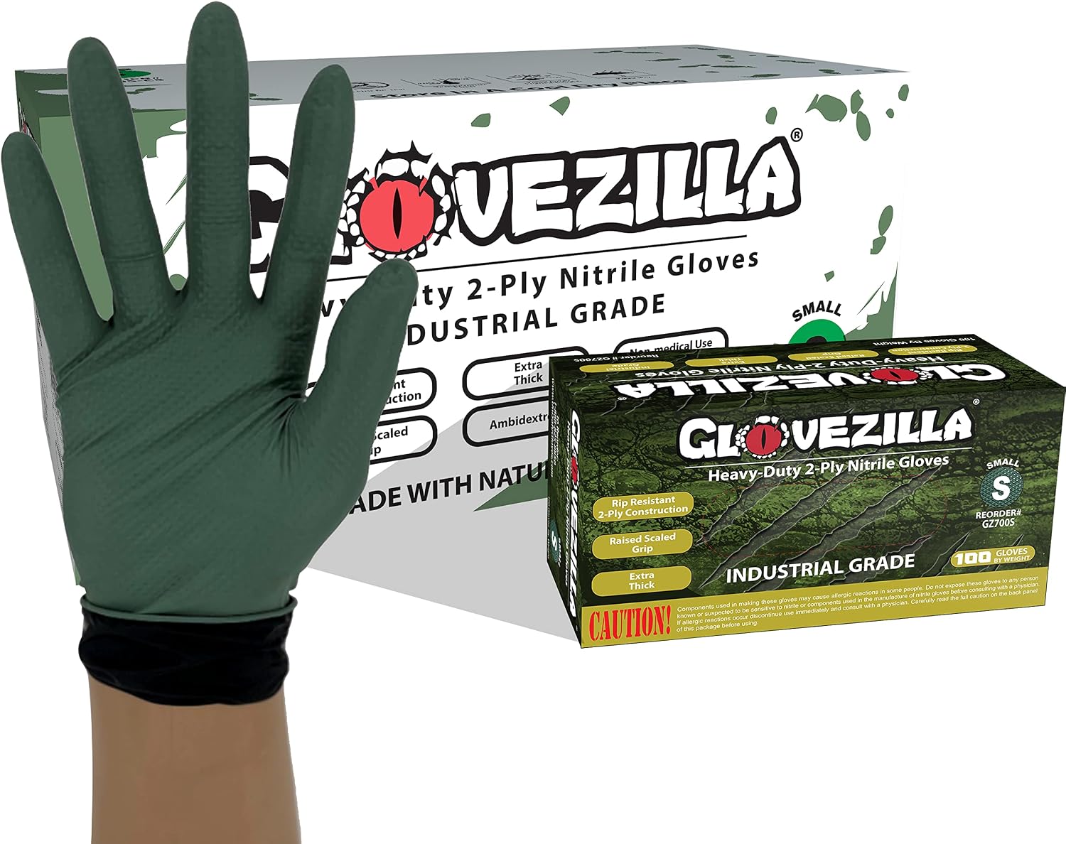 2-PLY 8.5 MIL Thick Industrial Nitrile Gloves, Disposable, Rip Resistant, Raised Diamond Texture for Grip, 2 Layer