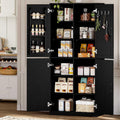 IRONCK 71' Kitchen Pantry Storage Cabinet with Storage Rack, Pegboard Doors, 4 Adjustable Shelves, Food Pantry Cabinet, Freestanding Tall Cupboard for Dining Room, Kitchen, Black