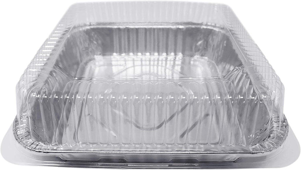 Fig & Leaf (210 Pack) 8' x 8' Square Baking Cake Pans with Plastic Dome Lids | Heavy Duty l Disposable Aluminum Foil Tins l Portable Food Containers l Perfect for Roasting Oven Toaster Cooking