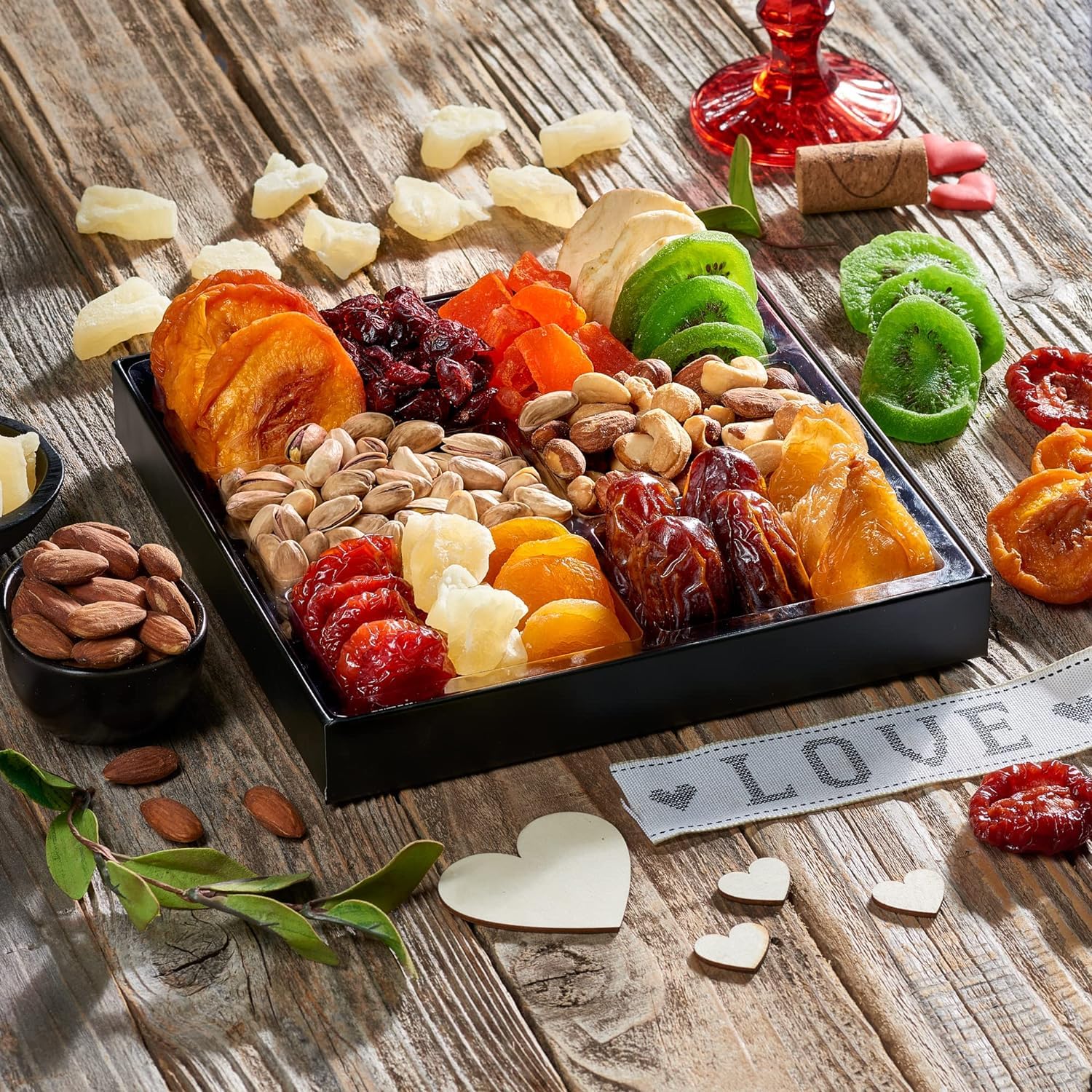 Dried Fruit & Nuts Gift Basket Arrangement Platter, Gourmet Food Snack Box, For Christmas, New Years, Birthday Care Package, Healthy Kosher - Her Him - 9 Snackberry Assortment (12-Pack)