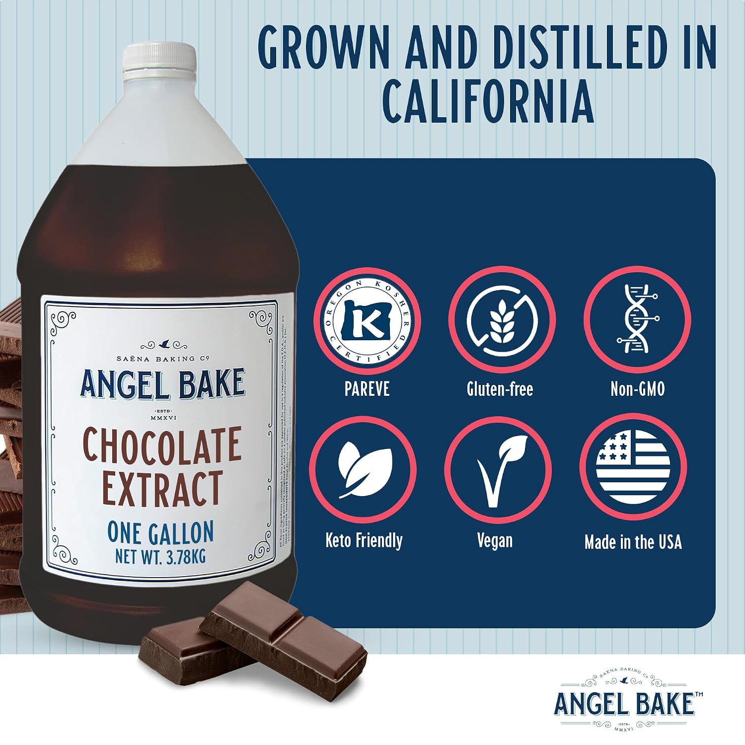 Pure Chocolate Extract, 1 Gallon - Natural Essence for Beverage Formulations, Bulk Manufacturing, Professional Food Developers - Kosher Certified, Vegan, Gluten-Free, Keto Friendly