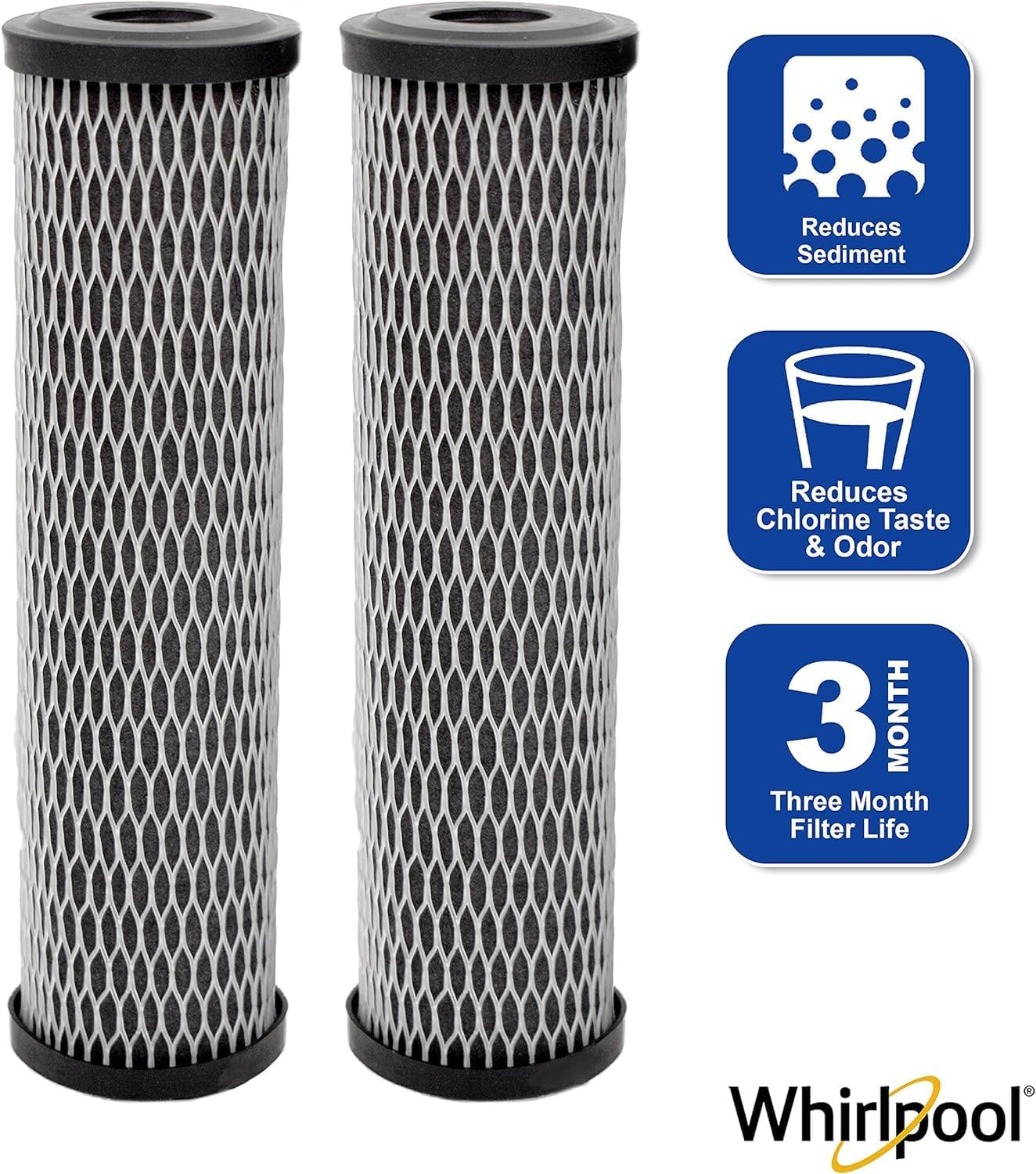 Whirlpool CTO Carbon Wrap Water Filter WHKF-WHWC, Full Case of 24 Filters, NSF Certified 5-Micron Reduces Sediment, Chlorine Taste & Odor for Whole House Filtration or Undersink Drinking System