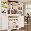 IRONCK Farmhouse Pantry Cabinet, 72' Tall Kitchen Storage Cabinet, Freestanding Cupboard with Sliding Rack & 6 Hanging Shelves,Kitchen Pantry Furniture for Dining Room, Easy Assembly, White