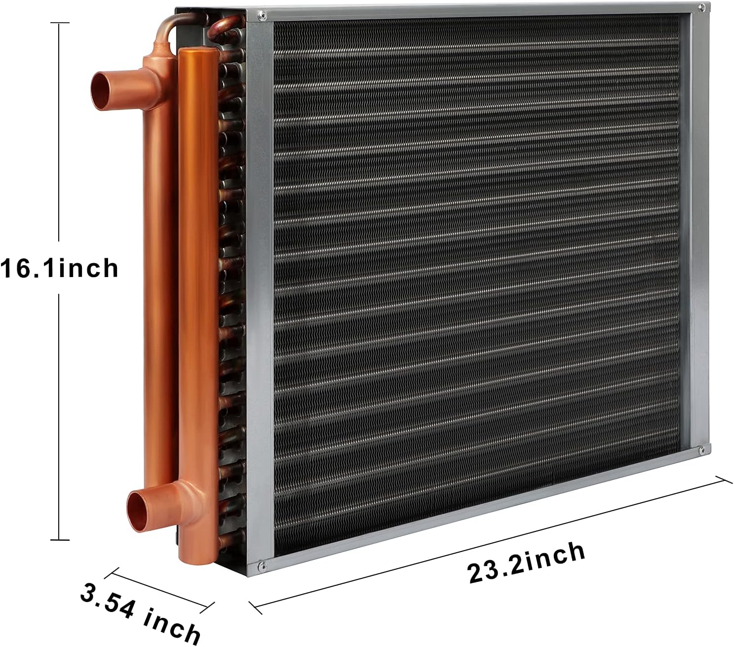 16x18 Heat Exchanger Water To Air , Forced Air Heating with 1' Copper Ports Hot Water Coil for Outdoor Wood Furnaces, Residential Heating