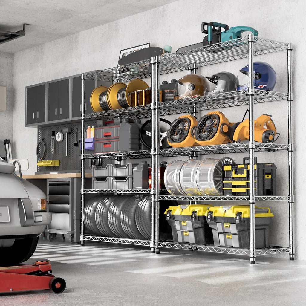 M MZG 1750 LBS Storage Shelves 5-Tier Utility Shelving Unit Steel Organizer Wire Rack for Home,Kitchen,Office,Garage, Capacity 17.7' D x 47.2' W x 72.3' H
