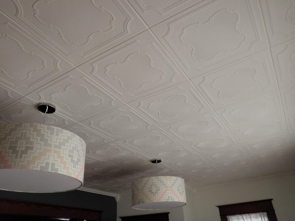 À LA MAISON CEILINGS R74 Coronado Foam Glue-Up Ceiling Tile (384 Sq. Ft./Case) Pack of 144 Plain White