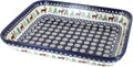 Blue Rose Polish Pottery - Blue Reindeer Pine Medium Rectangular Baker - 12' x 9.75' - Unique, Dishwasher Safe, & Durable Bakeware